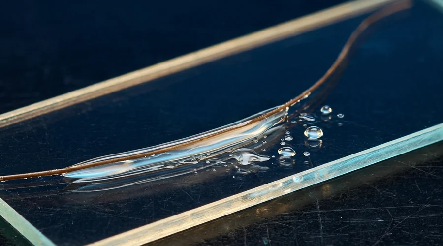 Macro view of silicone deposition film on a single hair strand on a laboratory glass slide — Global Aerosols diagram