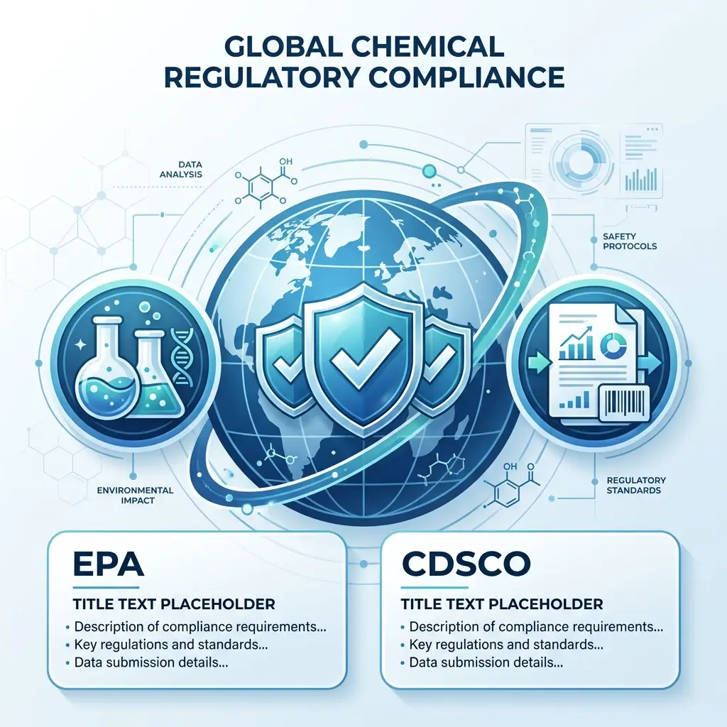 Aerosol regulatory compliance framework icons for EPA, CDSCO, and ECHA standards — Global Aerosols