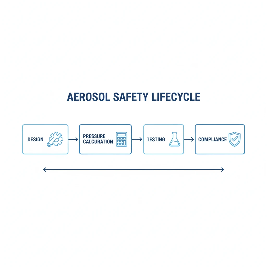 Flowchart of aerosol safety lifecycle from design to compliance