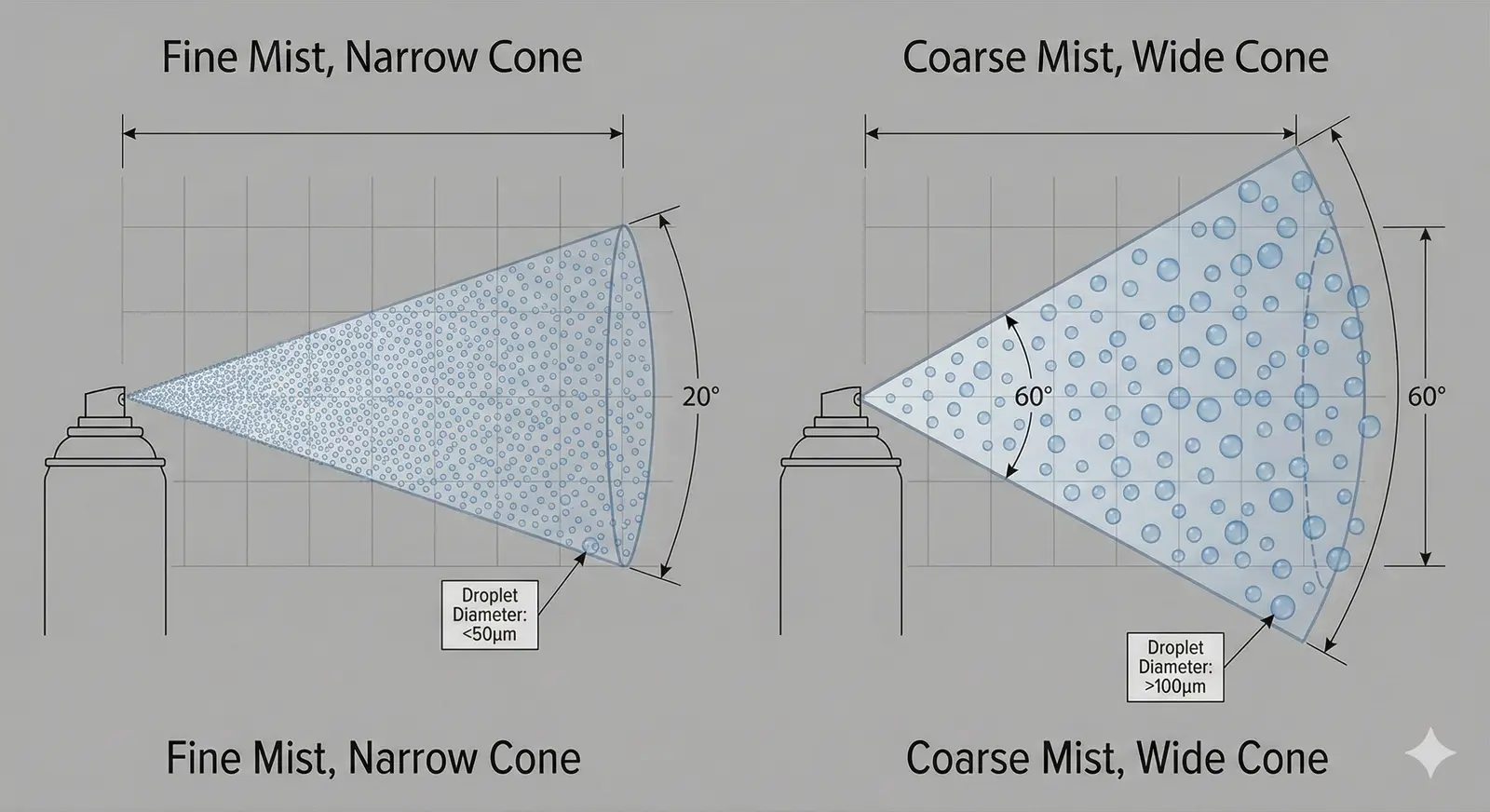 Spray pattern comparison showing uniform versus defective aerosol discharge in a body spray application — Global Aerosols