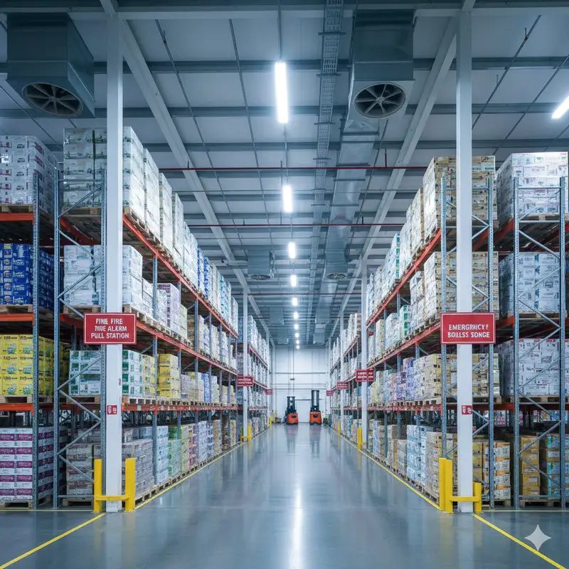 Safe storage of aerosol cans in industrial warehouse