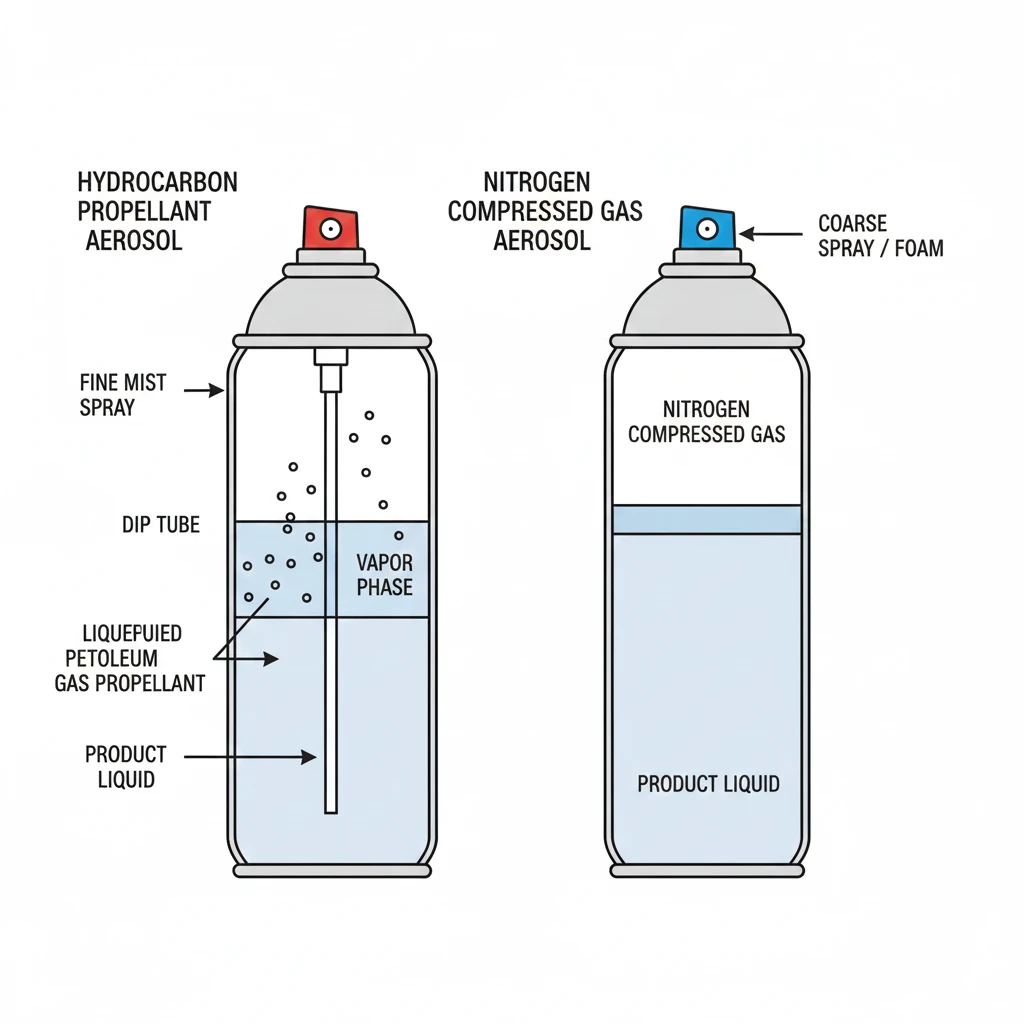 Comparison of hydrocarbon and compressed gas aerosol propellant systems
