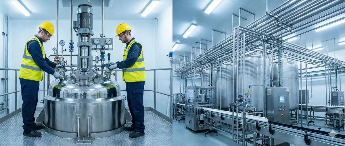 Pilot and commercial aerosol manufacturing equipment comparison