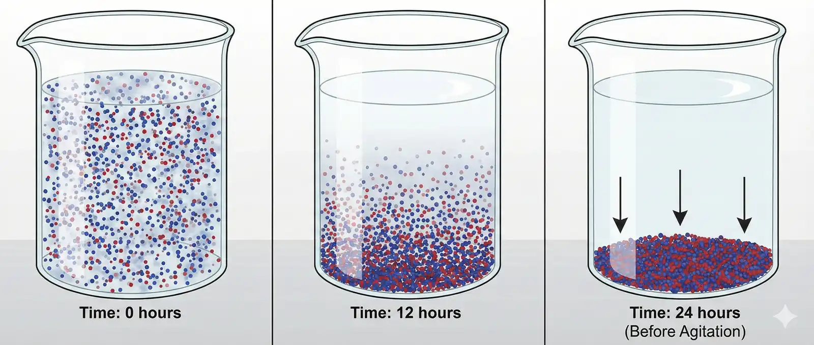 Sedimentation and settling behavior of particles in a suspension aerosol system