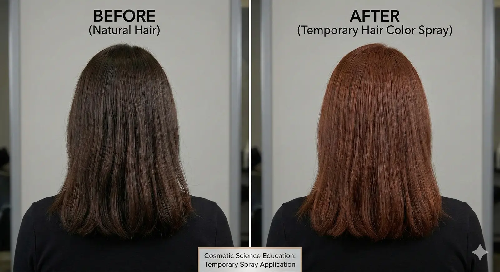 Before-and-after comparison of temporary hair color aerosol spray application — Global Aerosols