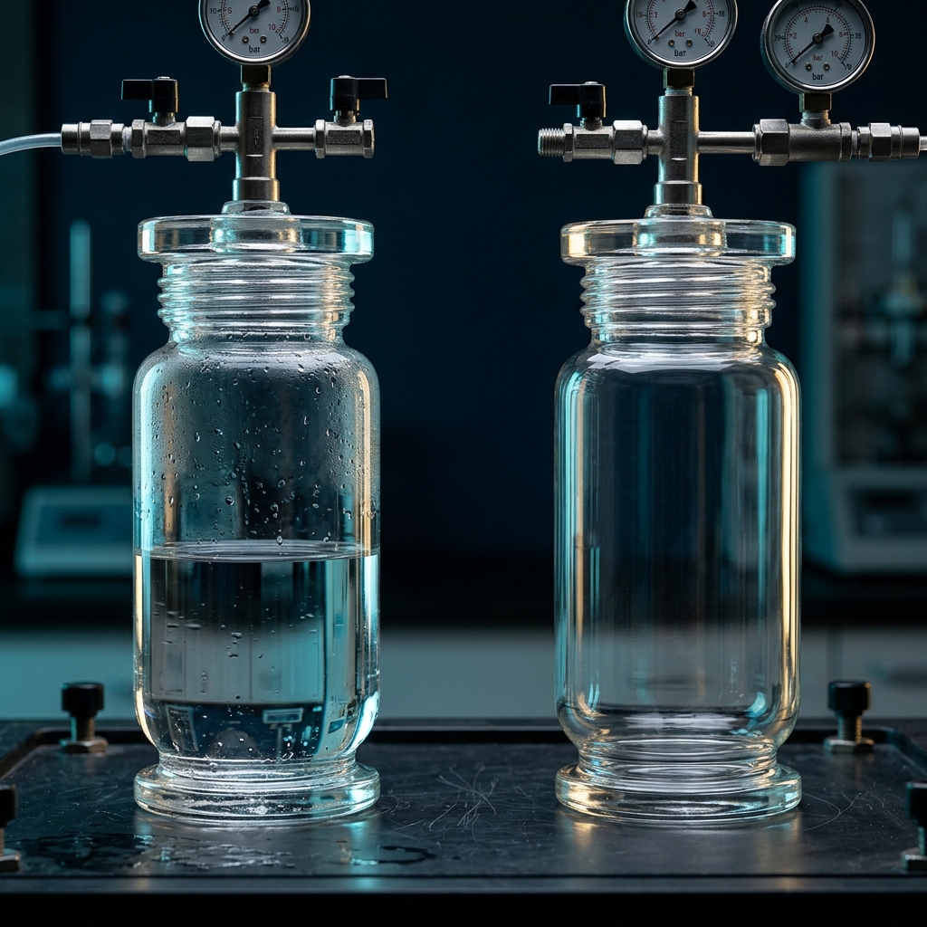 compressed gas aerosol versus liquefied gas phase comparison in glass laboratory vessels — Global Aerosols diagram