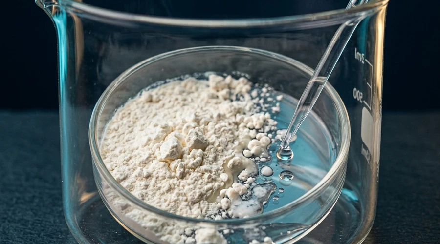 dry shampoo starch powder samples in glass petri dishes — Global Aerosols diagram