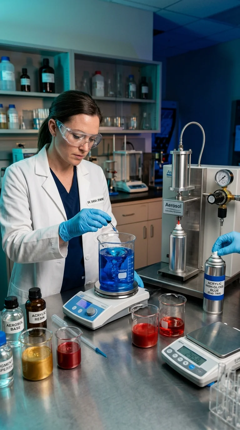 High-gloss aerosol paint chemical formulation and resin testing in laboratory